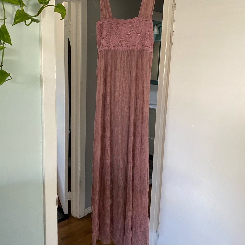 Floor length dusty rose lace Free People Dress
